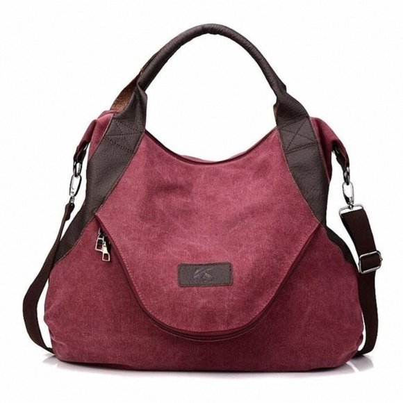 Handbags - Casual Large Volume Canvas Tote Backpack - Red